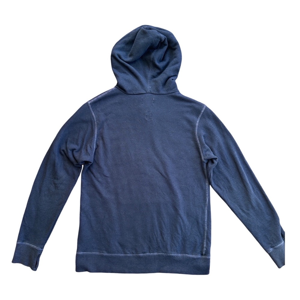 Iron and Resin Hoodie Mens Medium Navy Blue Excellent Button Neck Made in USA - Picture 2 of 7